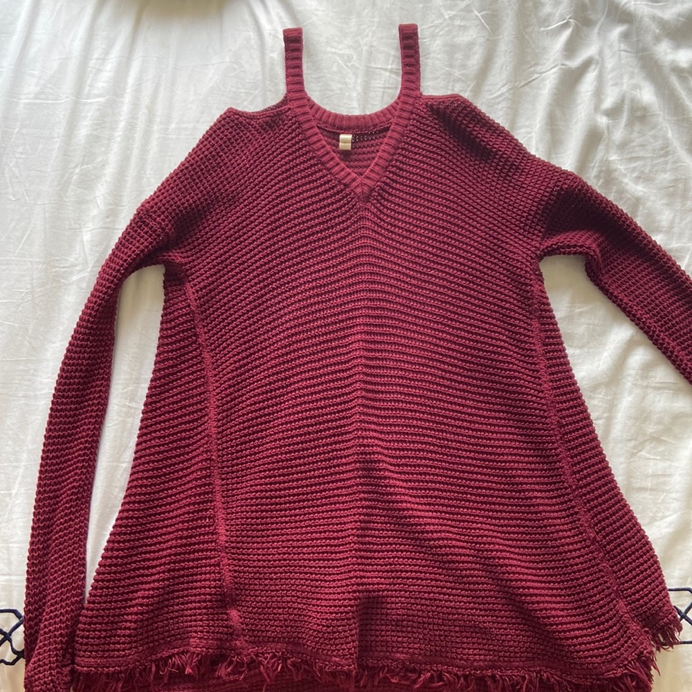 Cold shoulder sweater